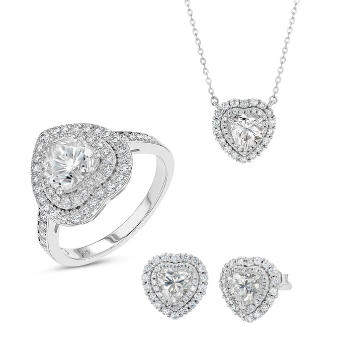 Diamond & Moissanite Heart Cut Jewellery Set Summer Diamonds