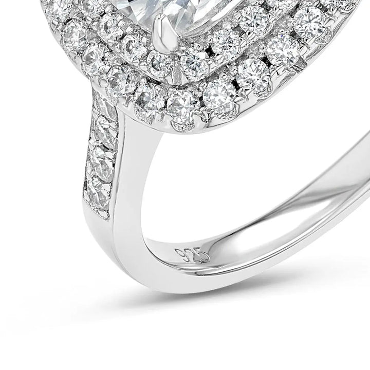 Diamond & Moissanite Cushion Cut Halo Ring Summer Diamonds