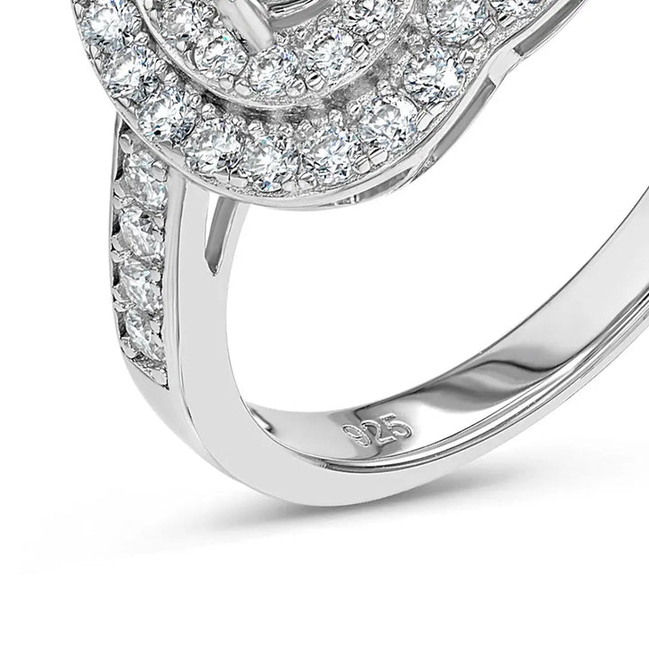 Amethyst & Moissanite Heart Halo Ring Summer Diamonds