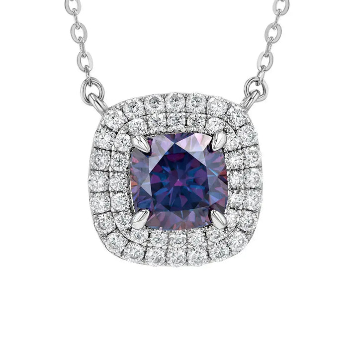 Amethyst & Moissanite Cushion Cut Jewellery Set Summer Diamonds