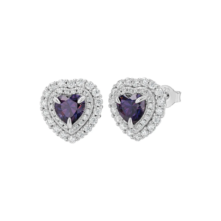 Amethyst & Moissanite Heart Cut Jewellery Set Summer Diamonds