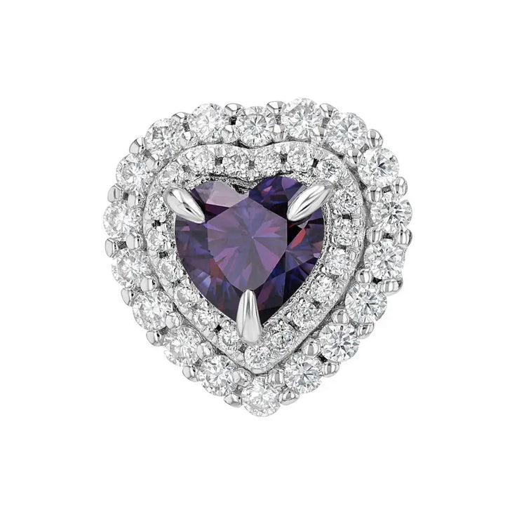 Amethyst & Moissanite Heart Cut Jewellery Set Summer Diamonds