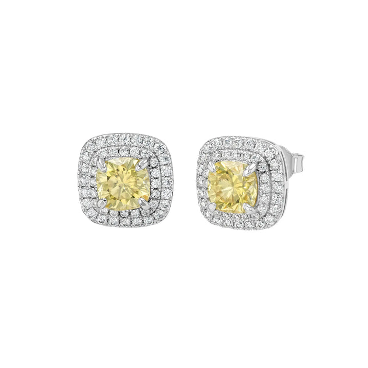 Yellow Sapphire & Moissanite Cushion Cut Jewellery Set Summer Diamonds